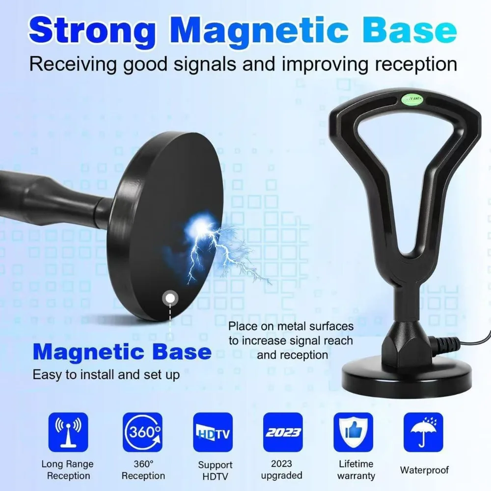 Antena cyfrowa HDTV do wszystkich Smart/Old TV do Smart TV do lokalnych kanałów Wewnętrzna obsługa 4K 1080P DVB-T2 ATSC DVB-T DMB-T、CMMB