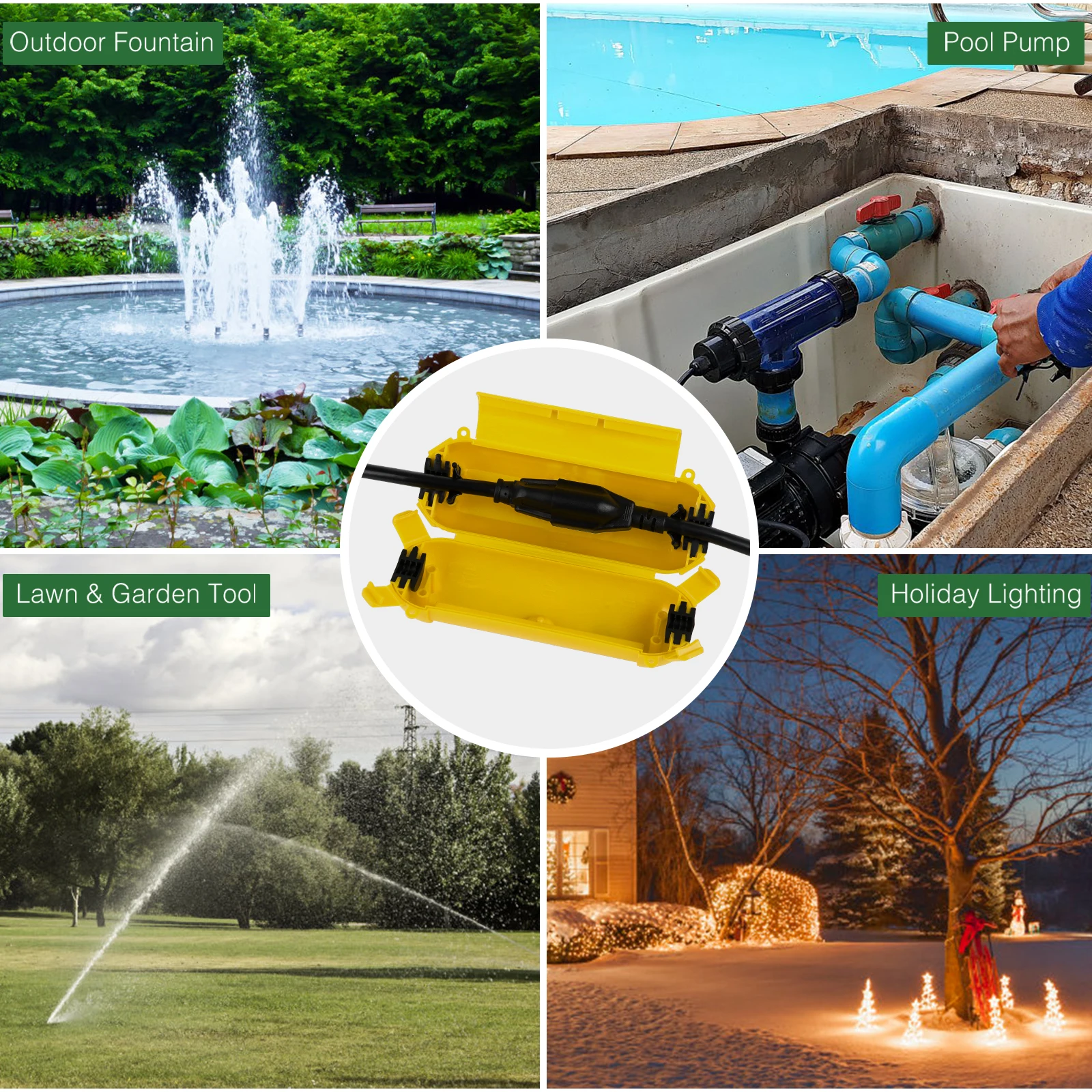 Boîte de connexion étanche IP44, 2 paquets, couvercle de rallonge pour lumières de décoration de vacances/prises extérieures/prise électrique