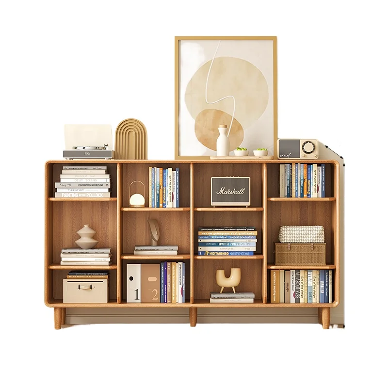 

All solid wood bookcase floor-to-ceiling household living room locker bookshelf modern simple children's bookcase