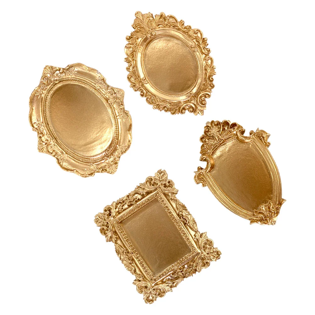 

4 Pcs Picture Frame Vintage Tray European Style Photo Decor Resin Crafts Trays for Vanity