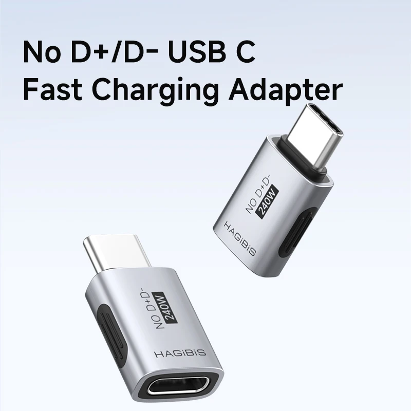 Hagibis USB C Adapter No D+ D- Pin Adapter 240W Fast Charging Male to Female Masked Data Type-C Converter for iPhone 17 Tablets