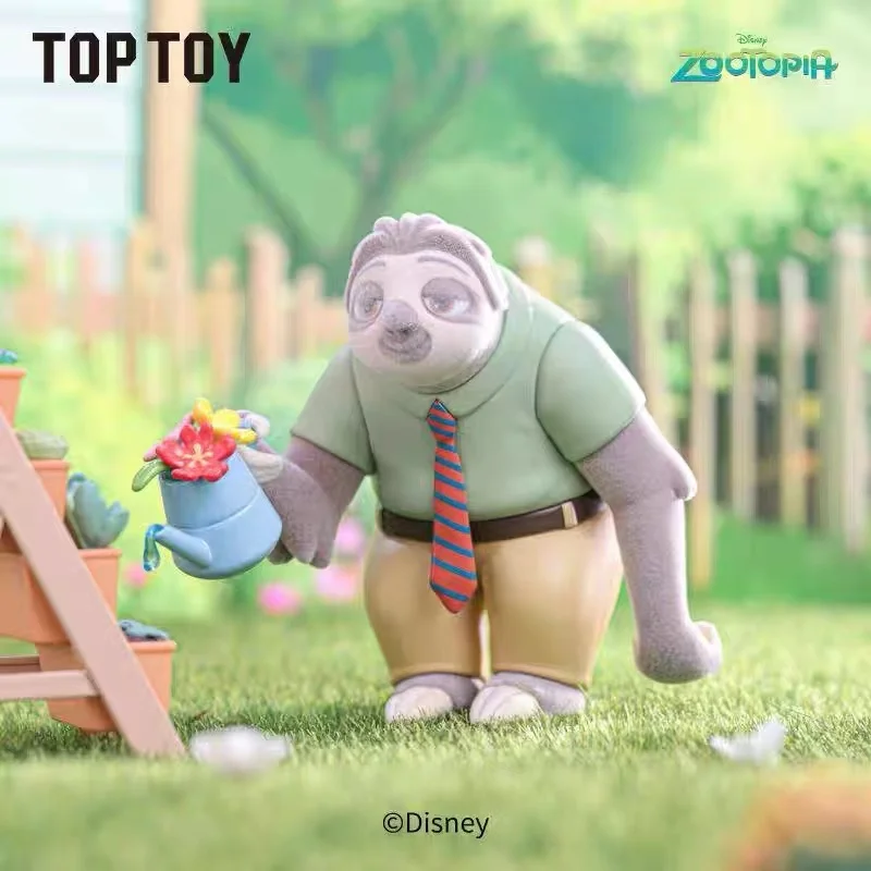 Boîte aveugle du monde Floral originale Disney Zootopia, figurines Judy & Nick, thème floral mignon, décor de bureau, jouet de collection, cadeau pour les Fans