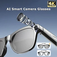 Gafas inteligentes 4K AI, cámara multifuncional, Bluetooth, llamada, asistente de voz, reproductor de música, traducción de gafas fotocromáticas HD