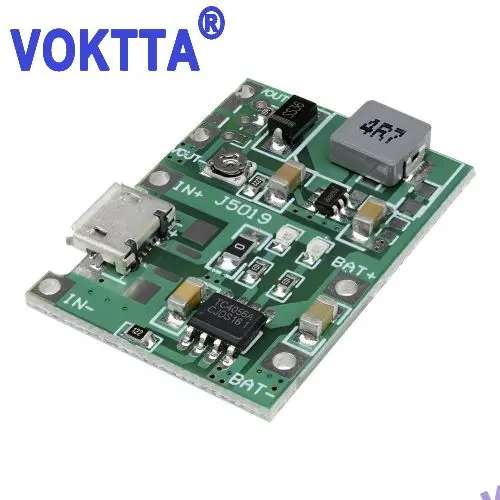 Lithium Battery Charging Discharge Module, Step Up, ajustável, 3.7V a 5V, 2A, 18650