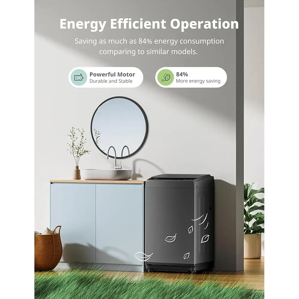 Портативная стиральная машина, полностью автоматическая компактная стиральная машина объемом 1,6 куб. футов с колесами, 6 программ стирки, блокировка от детей, энергосбережение, верхняя загрузка