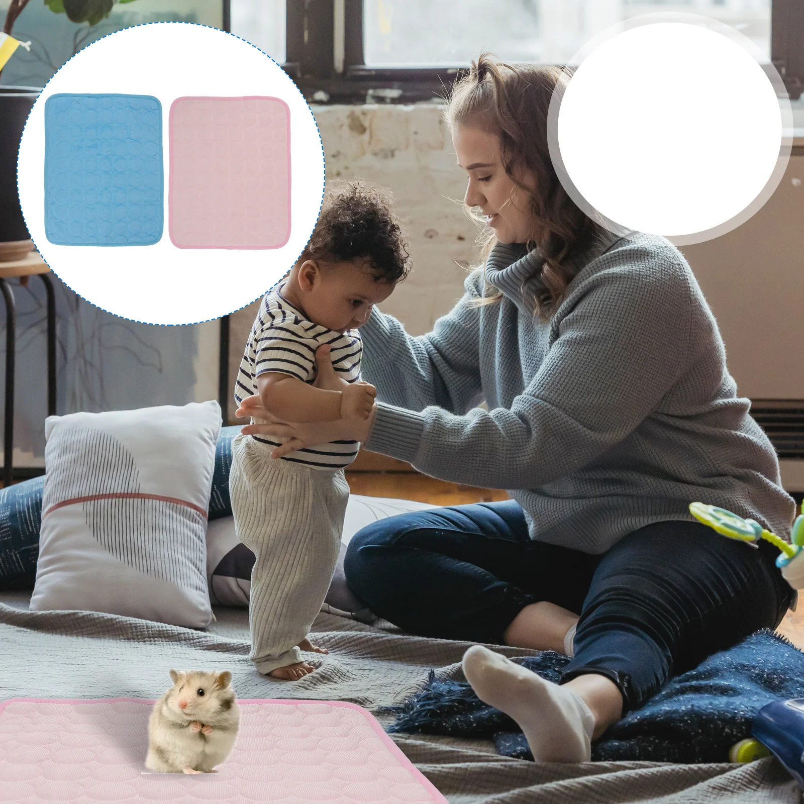 

2pcs Rabbit Cooling Mat Summer Pet Bed For Hamster Guinea Pig Washable Cooling Pad Durable Polyester Mat Pet Supply