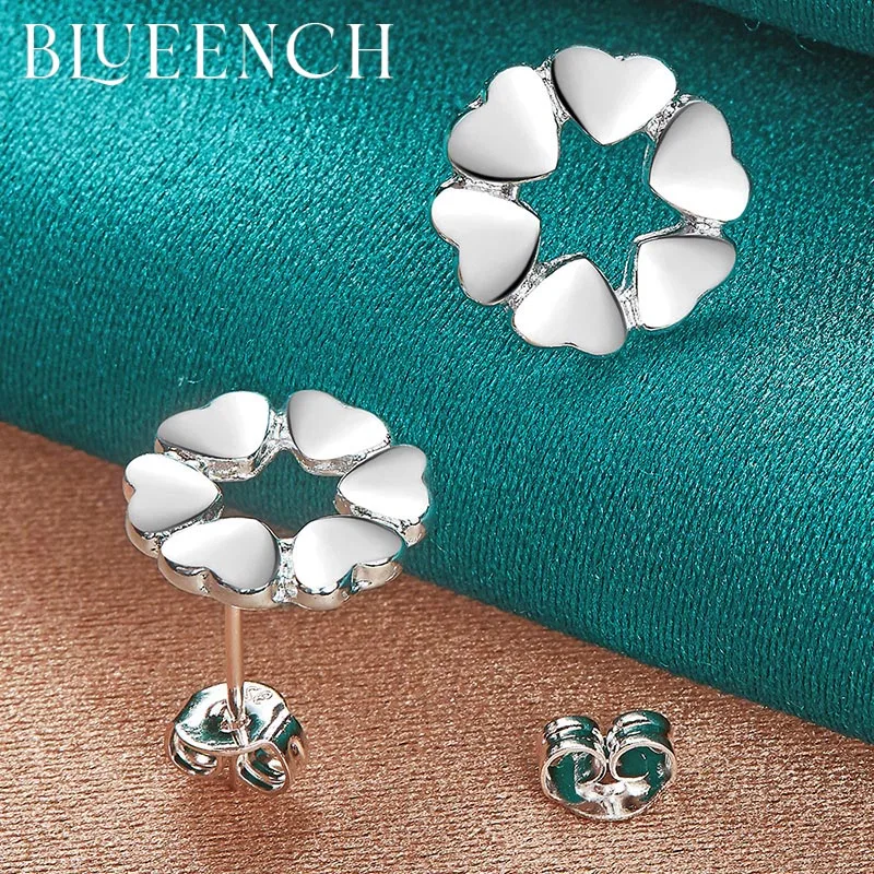 

Blueench 925 Sterling Silver Heart Peach Flower Stud EarringsEarrings for Women Proposal Wedding Romantic Fashion Jewelry