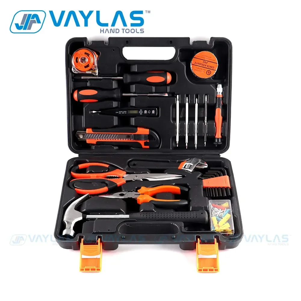 45pcs Electrician Hand Tool Set Kit Household Tool Kit Saw Screwdriver Hammer Tape Measure Wrench Plier Home Combination Tools