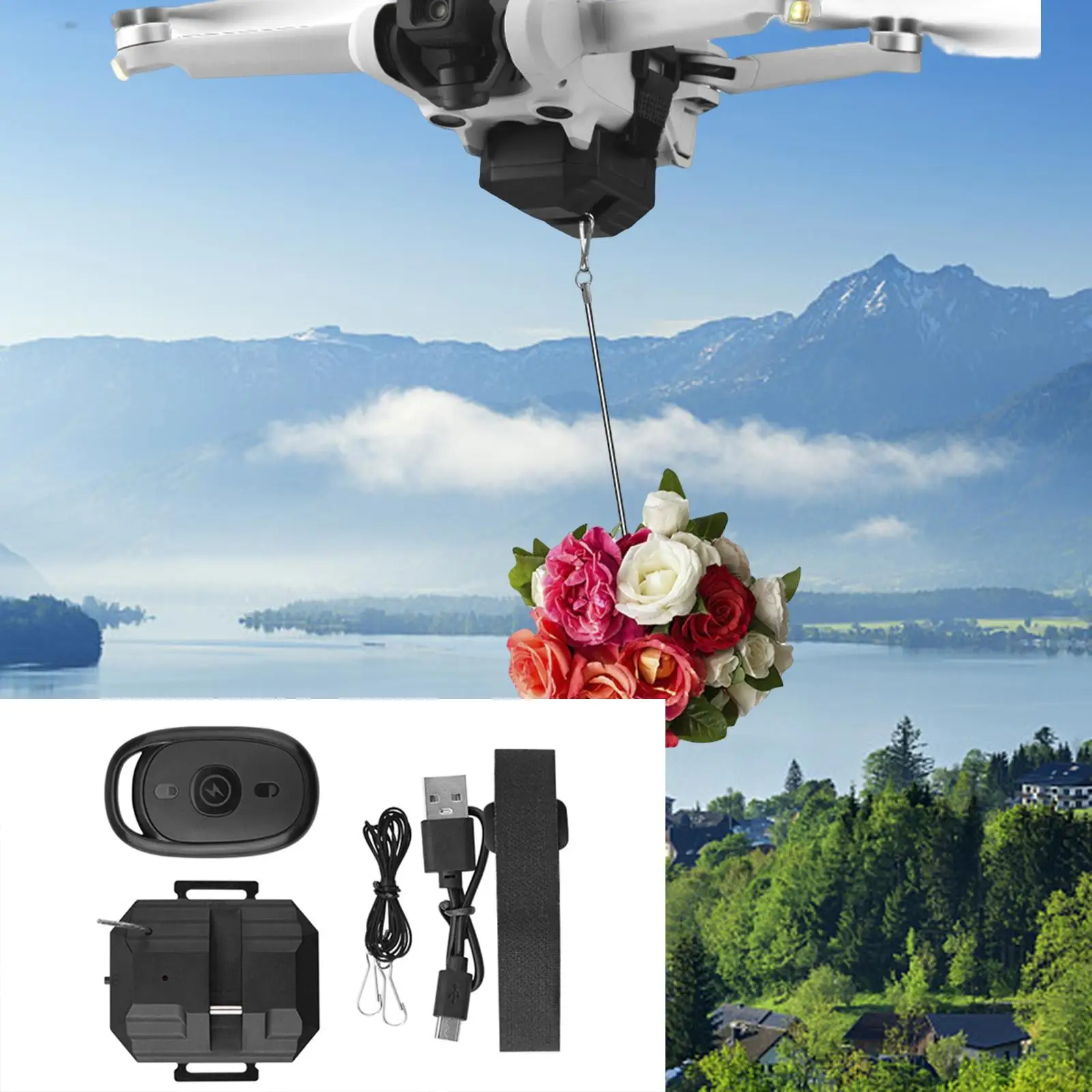 Universal Drone Thrower Fishing Wedding Air Drop Release Delivery System consegna Drone a lunga distanza per Air 2S