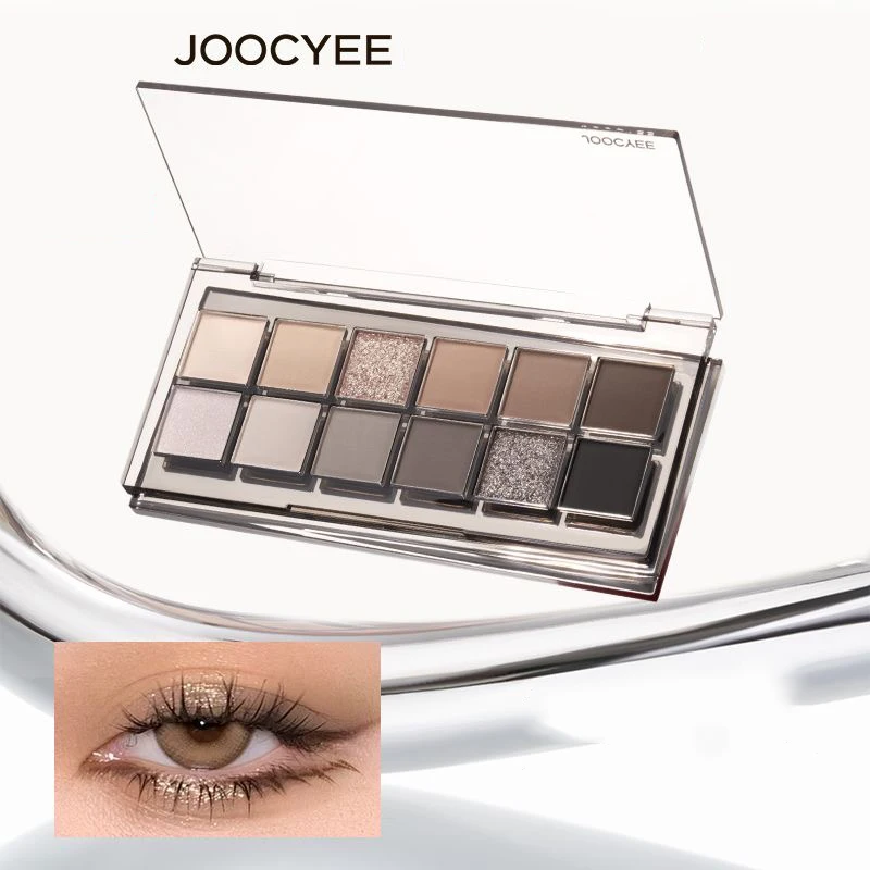 JOOCYEE 12색 아이섀도우 팔레트 라이트 메이크업 팔레트 매트 및 쉬머 마감 메이크업 세트 화장품 풀 세트