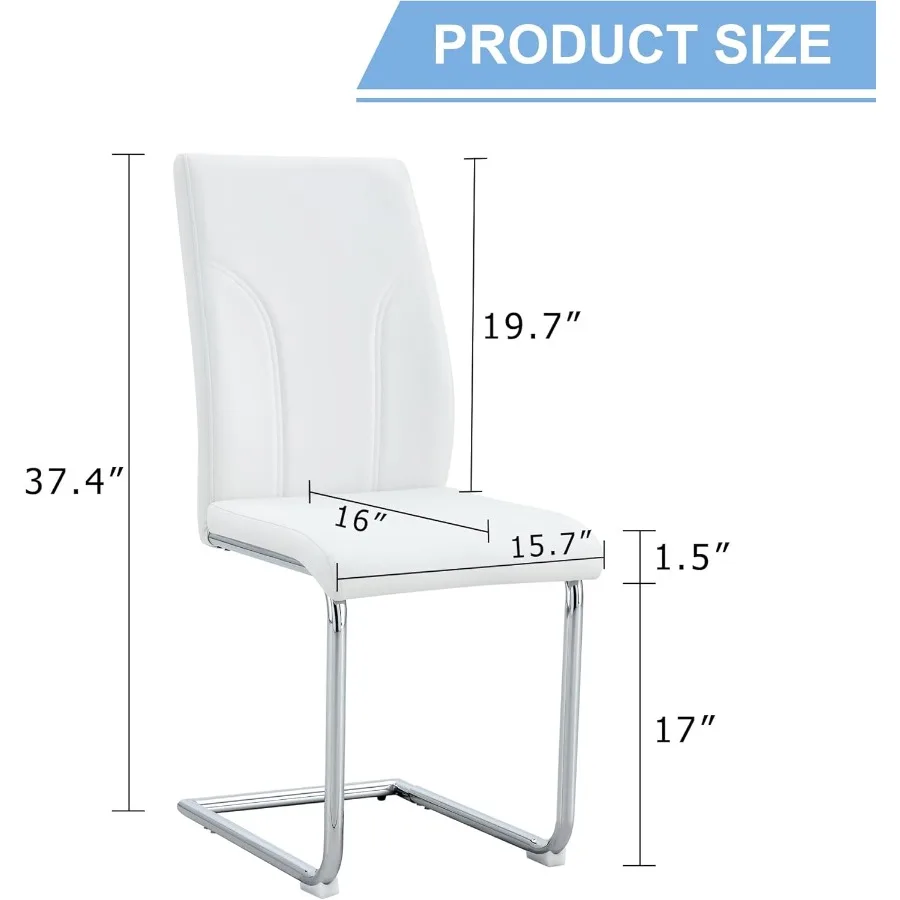 طقم كراسي طعام حديثة مكون من 4 كراسي طعام بيضاء مع وسائد سميكة وكراسي غرفة طعام للمطبخ من الجلد الصناعي مع مسند ظهر و #2