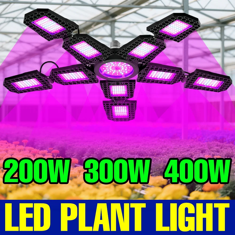 

400W Foldable LED Plant Grow Bulb Full Spectrum E27 Hydroponics Fill Lamp Greenhouse Tent Vegs Flower Fruit Cultivation Lighting