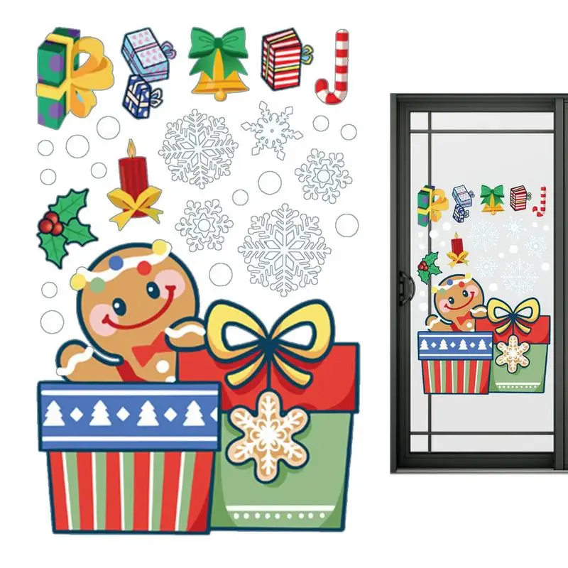 Window Decals For Christmas Christmas Cartoon Snowman Clings Decals Theme Party Ornaments For Window Glass Doors Household