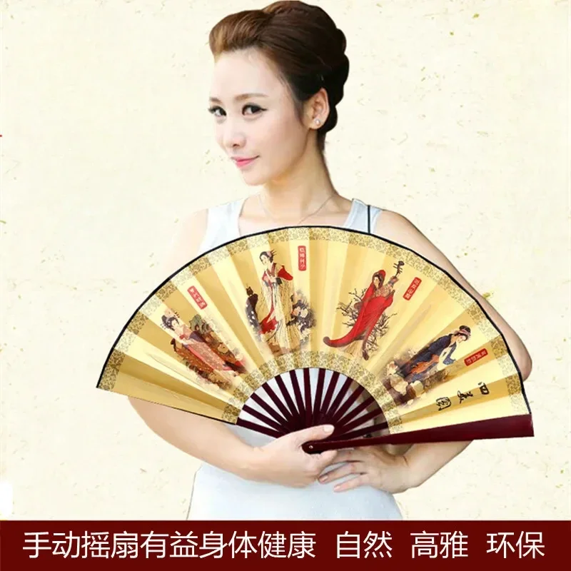 Ancient Folding Fan Chinese Trend Summer Fan for Boys and Girls Classical Silk Cloth Carry-On Fan Portable Handheld Decor