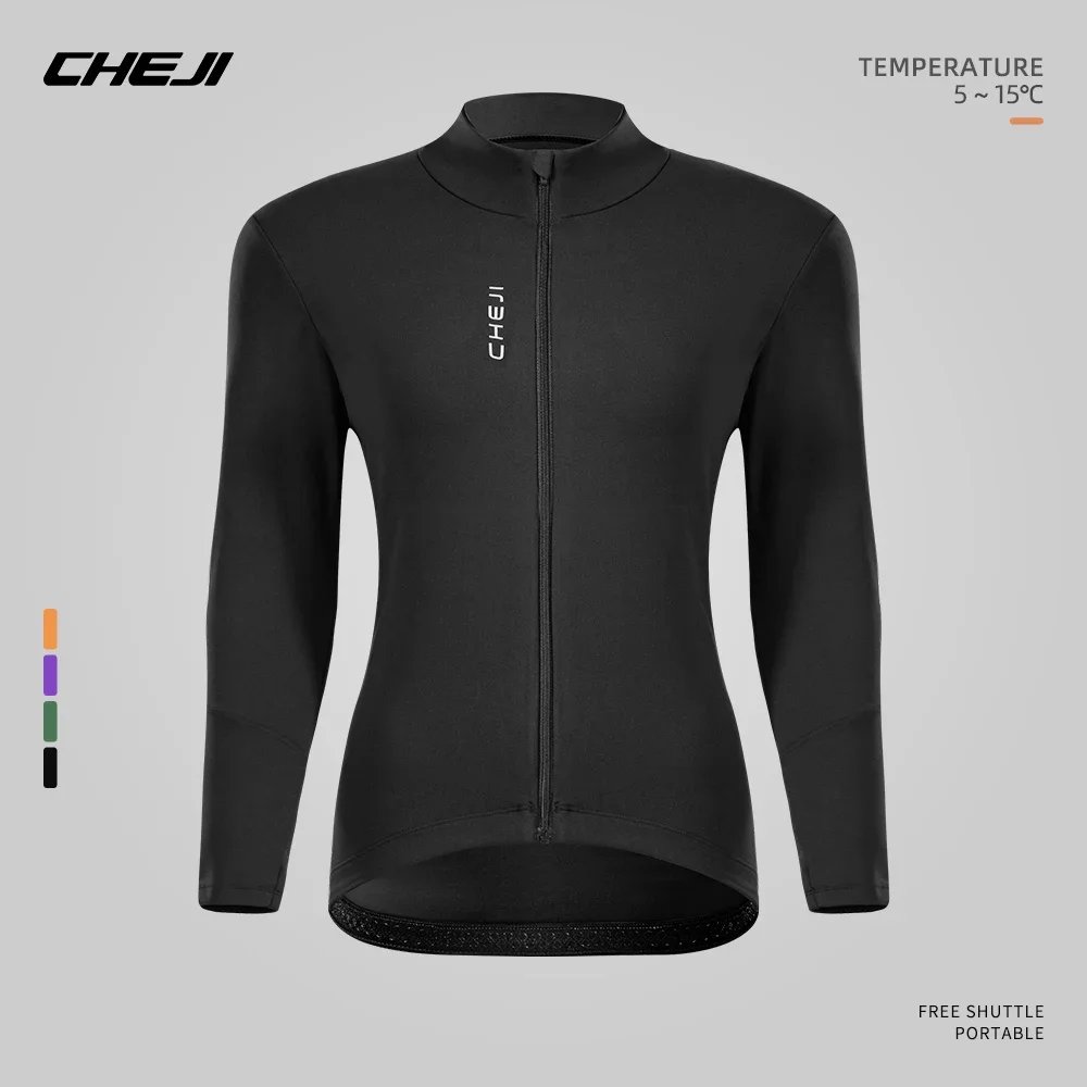 Cheji Langarm-Fleece-Radtrikot für Damen