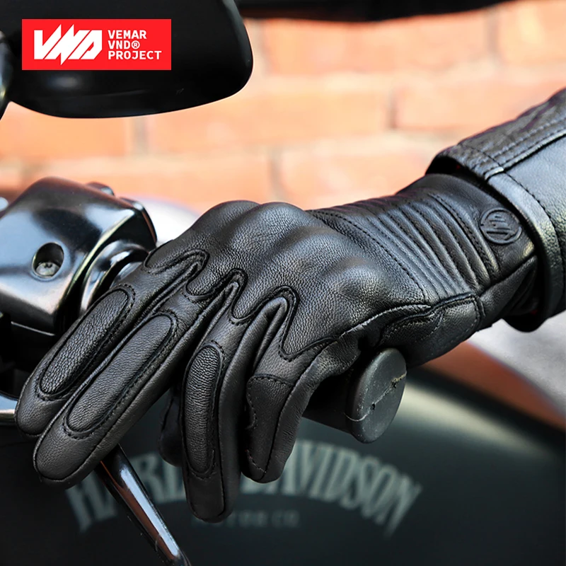 

Classic Retro Motorcycle Leather Gloves Men Touchscreen Motocross Gloves Anti-fall Motorbike Gloves Anti-slip Moto Rider Gloves