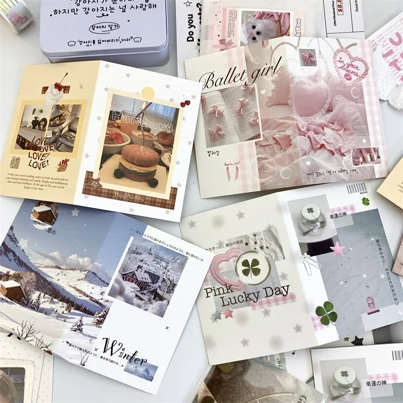 10 ชิ้น/เซ็ตแฟชั่นพับบัตรอวยพรบรรจุวัสดุชุดการ์ดการจัดส่งการ์ดข้อความบรรจุภัณฑ์ของขวัญ 14x10 ซม