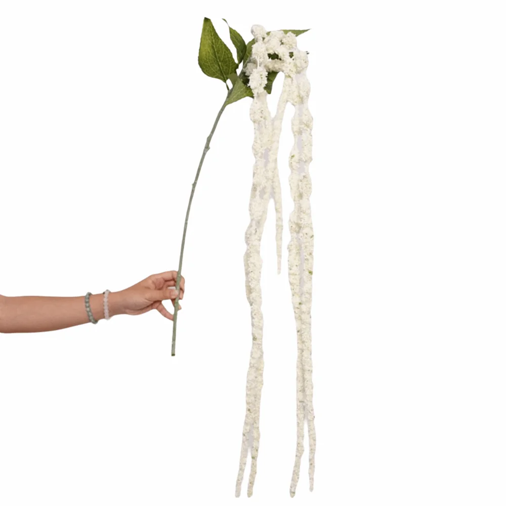 Planta Artificial Pendente Amaranto de 6 Hastes Multicolorido com Cauda Longa e Borlas Longas, Ornamento de Espuma com Flores e Frutos