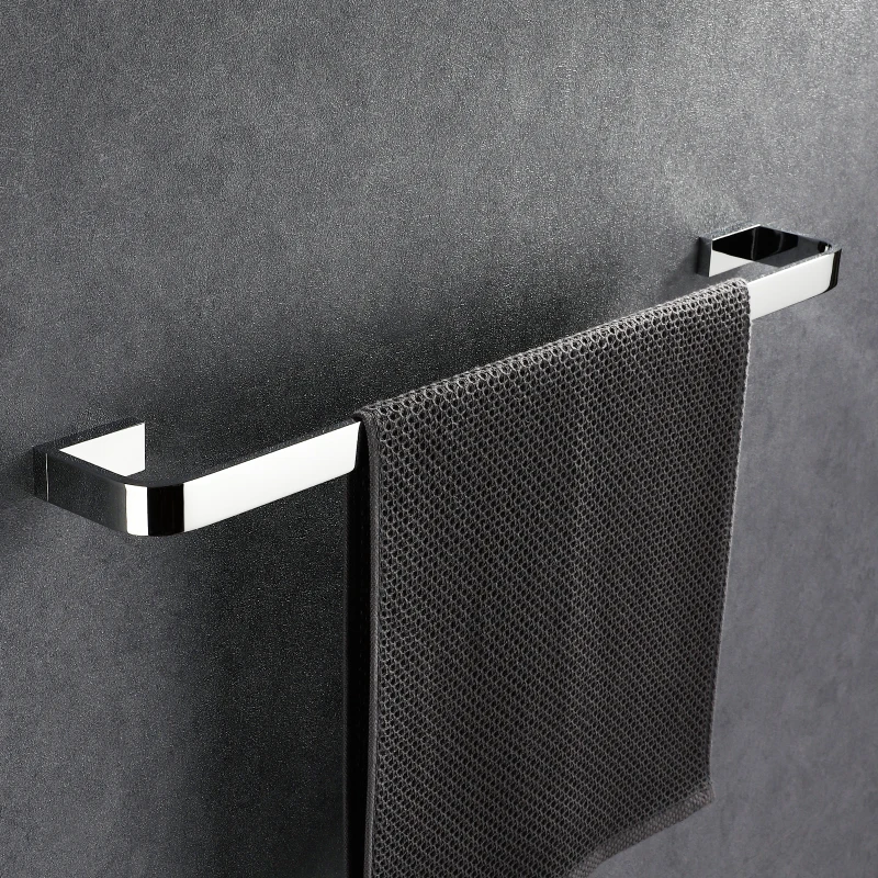 

Customizable Brass Luxury Towel Holder Bathroom Wall Mount Single Towel Rack Chrome Washroom Accessories Towel Hanger Bar