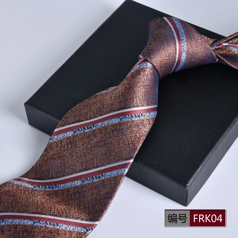 brown tie Retro Textured Men's Necktie 8cm Wide Multi‑Colored Diagonal Stripe Jacquard Tie Formal Occasion Suit Shirt Decor