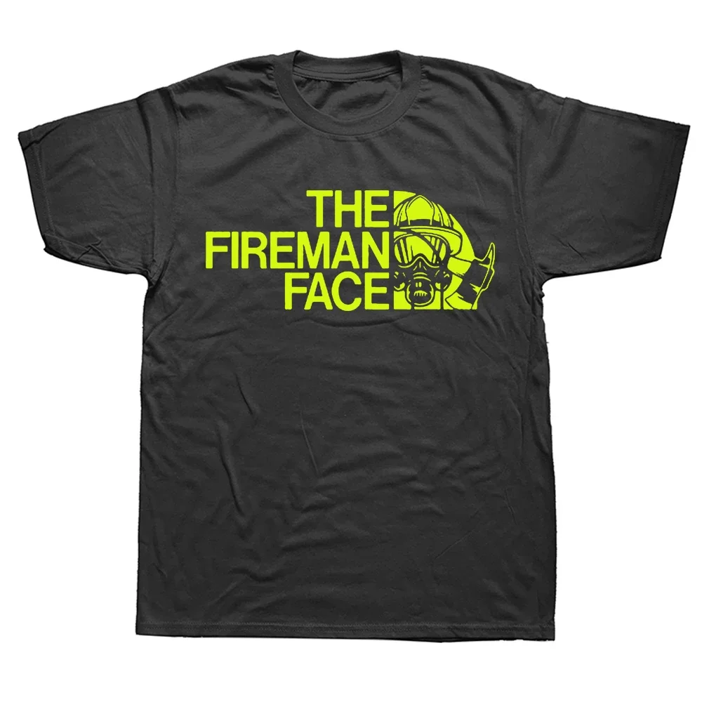 Funny Gifts Fireman The Firefighter Face T Shirts Graphic Streetwear Short Sleeve Style T-shirt Mens Clothing Harajuku