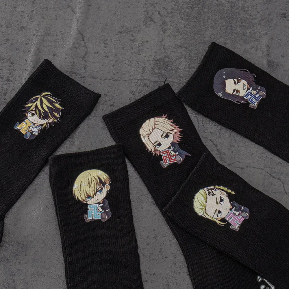 Anime Cosplay Socks Manjiro Ken Takemichi Baji Chifuyu Kazutora Black White Soft Summer Sport socks