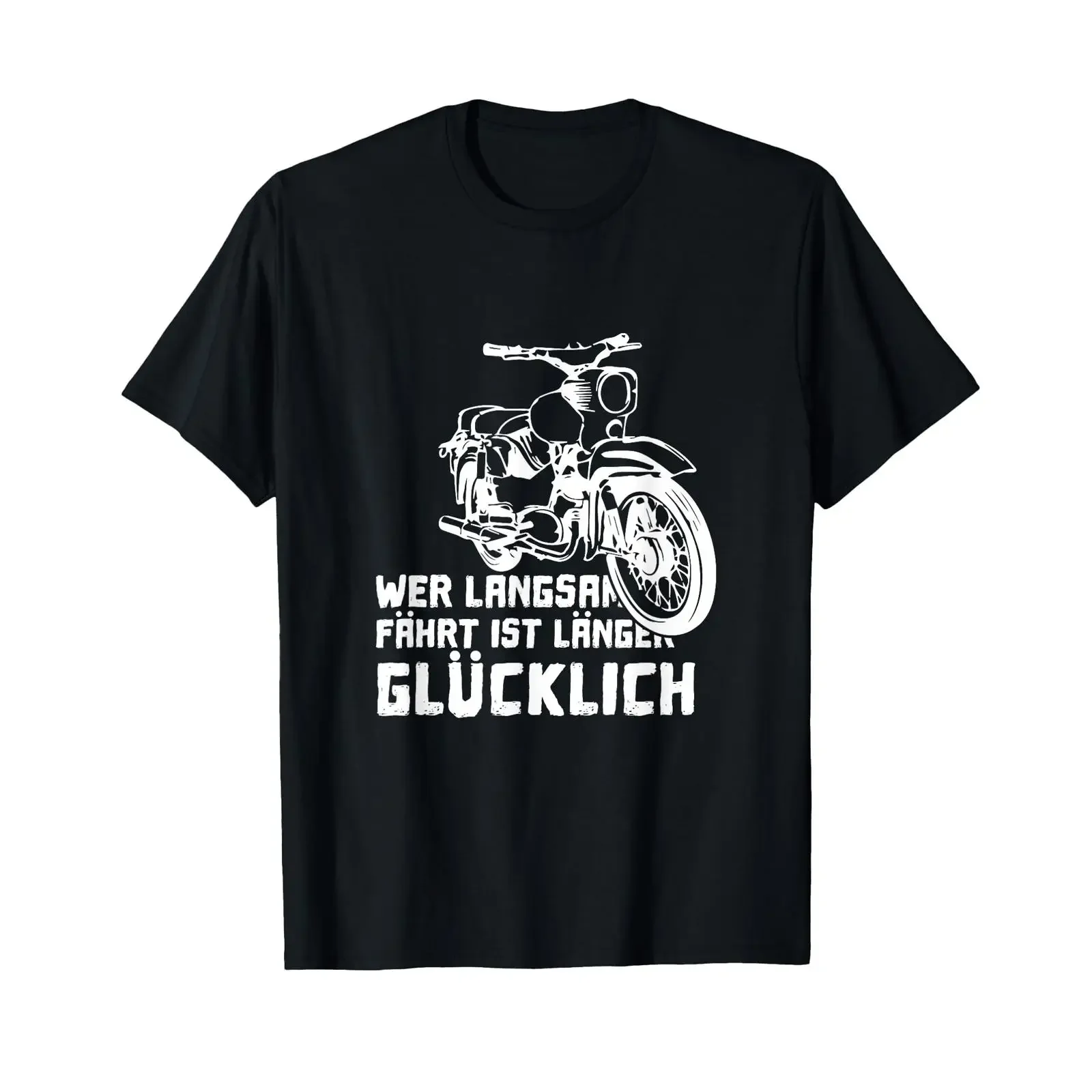 Wer Langsam Fahrt Ist Länger Glücklich Simson Star T Shirt vintage Washed Slightly Stretched streetwear Top For Everyday Wear