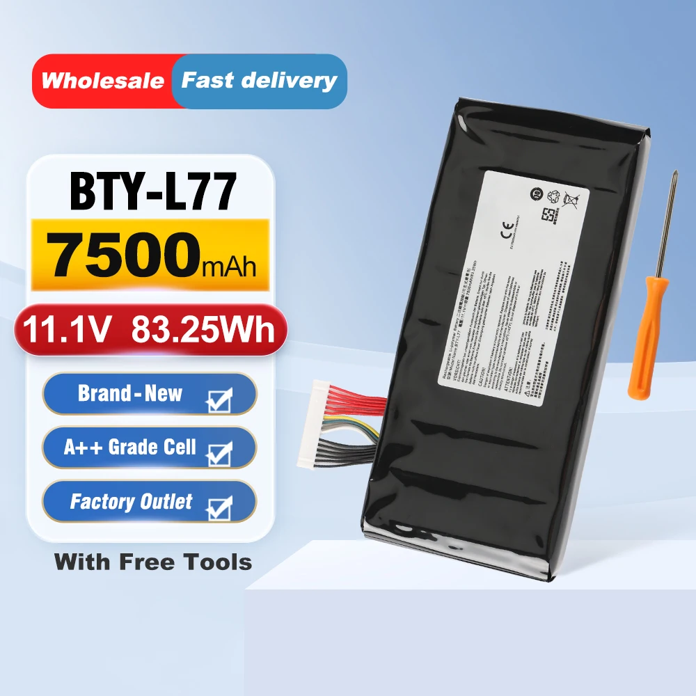 ETESBAY 83.25Wh 11.1V BTY-L77 Laptop Battery For MSI GT72 2QD GT72S 6QF GT80 2QE Series WT72 MS-1781 MS-1783  2PE-022CN