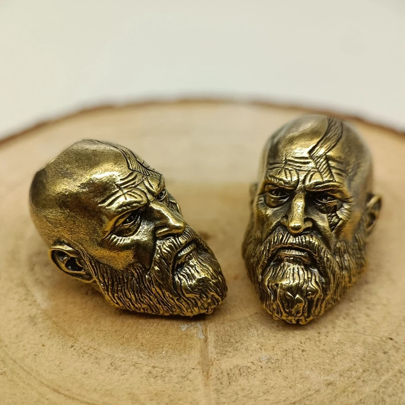 Long Bearded Spartan Warrior Brass Knife Beads EDC Outdoor DIY Paracord Woven Lanyard Pendants Bracelet Charms Jewelry Accessory