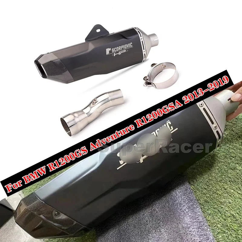 Exhaust Middle Link Pipe Tube Slip-on Carbon Fiber Lid for BMW R1200GS Adventure R1200GSA 2013 2014 2015 2016 2017 2018 2019