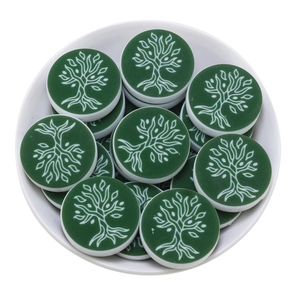 10Pcs Green Tree Focal Silicone Beads DIY Pen Beaded For Jewelry Making DIY Keychain Necklace Accessories