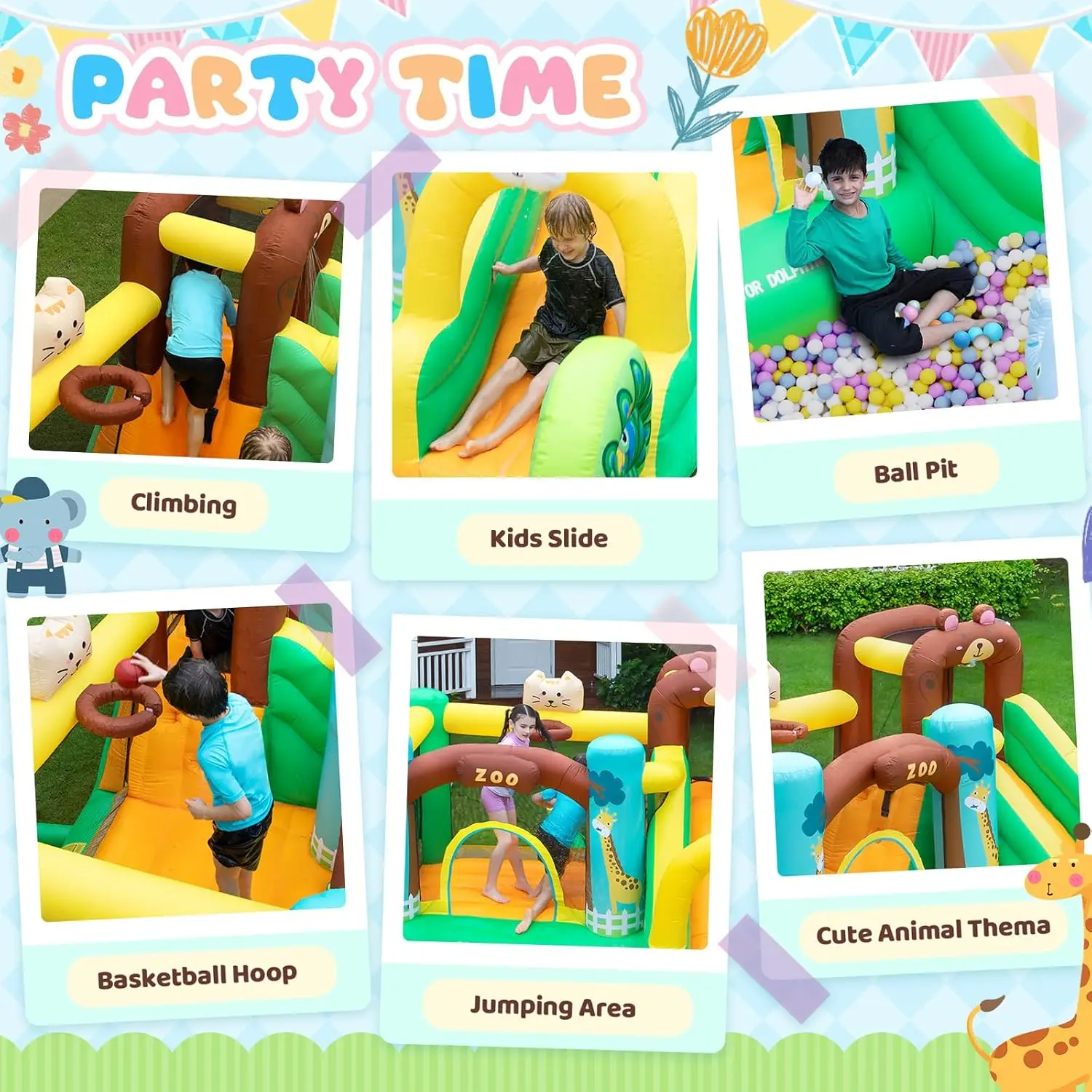 Toboggan aquatique gonflable, maison de rebond pour enfants de 3 à 6 ans, parc aquatique gonflable avec piscine anti-éclaboussures, château gonflable pour humide et sec