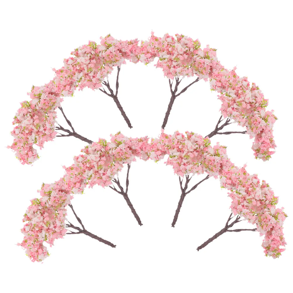 

8pcs Miniature Cherry Blossom Trees Pink Fake Plants for Sand Table Layout Model Tree Building Scenery Landscape Decor
