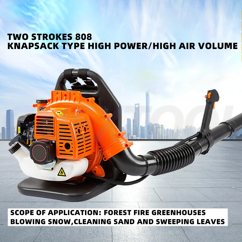 68CC Backpack Leaf Blower 2 Stroke Snow Blower Gas Blower Air-Cooled Lawn Blower Gasoline Powered High-power Dust Sanitation