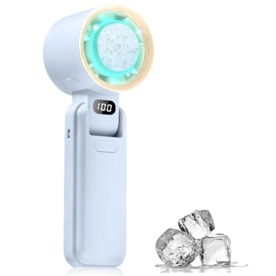 

Portable Handheld Fan with Ice Cooler 13000RPM Turbo Fans, 3-in-1 Rechargeable Mini Personal Fan, 100 Adjustable Speeds, 3600mA