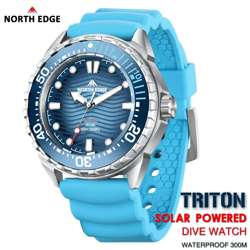 

Новинка 2025 года NORTH EDGE TRITON, часы для дайвинга на солнечной энергии, мужские роскошные кварцевые часы для мужчин, корпус из нержавеющей стали 316L, водонепроницаемый, 300 м