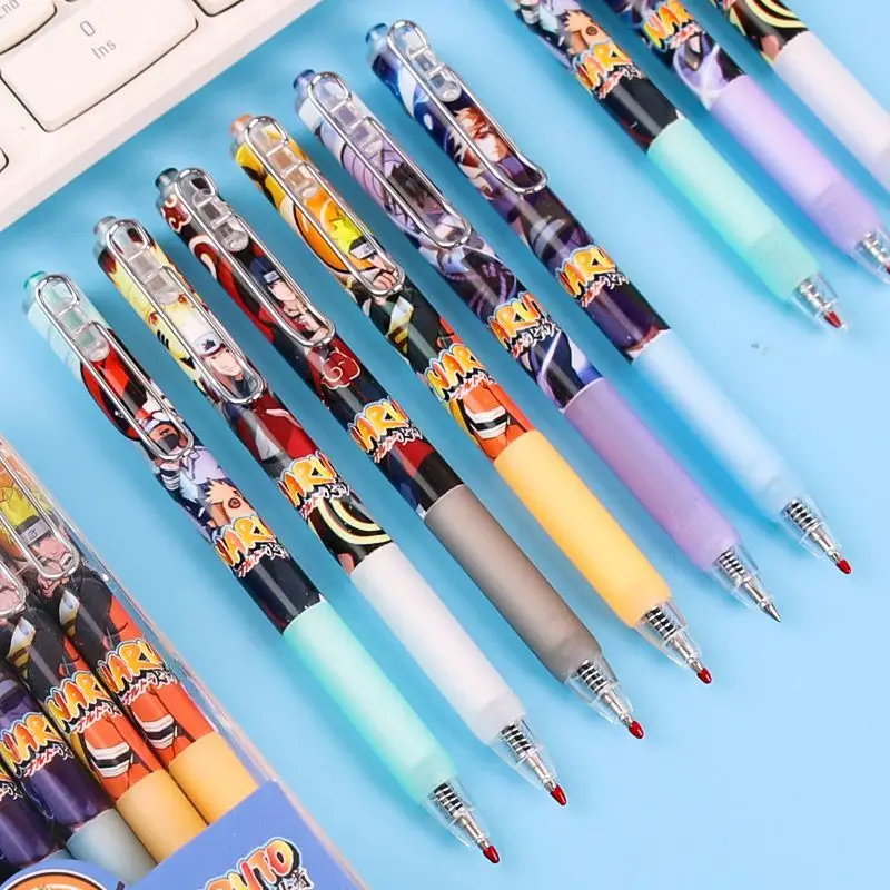 Naruto Anime Cartoon Imprensa Gel Pen, Student Press, bala preta, de secagem rápida, Assinatura Pen, Aprendizagem Papelaria Suprimentos, 0,5 milímetros