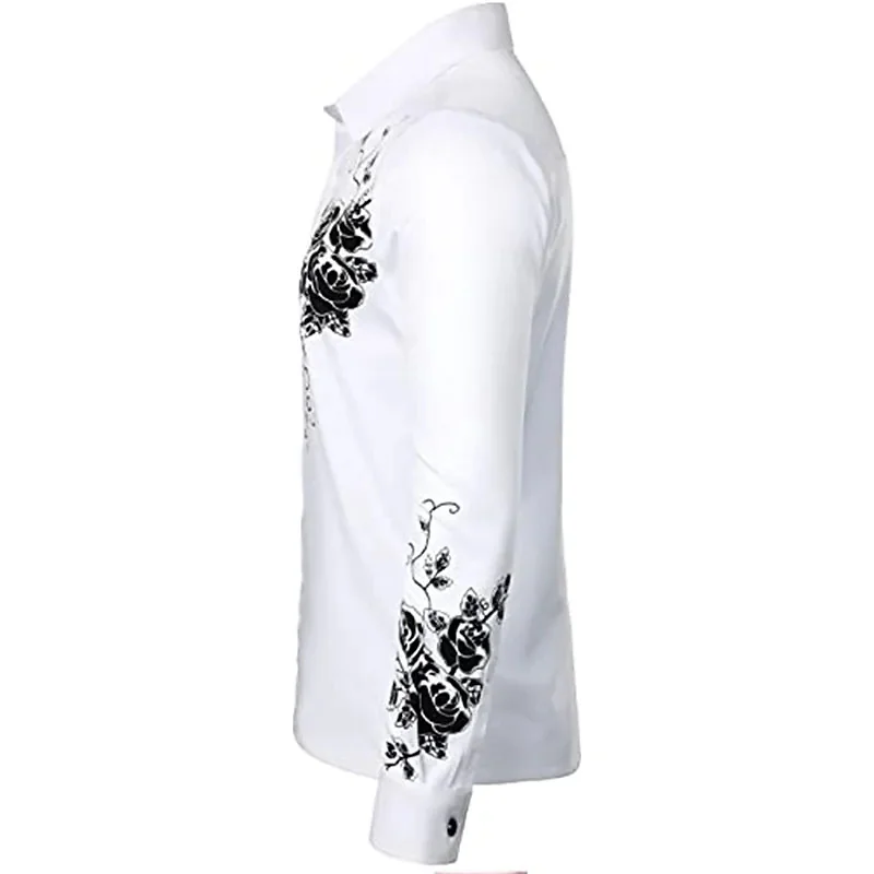 Camisa de manga longa masculina com botão lapela, tops estampados com padrão casual, moda social, luxo, S-6XL, verão, 2023