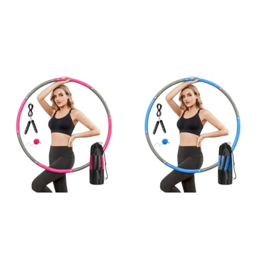 

Weighted Exercise Hoop for Adults 2.2lbs Adjustable Fitness Hoop Blue Grey Pink Grey