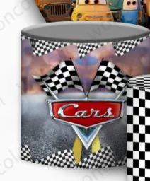 Mcqueen Round Backdrop Disney Cars Racing Car Backdrop Baby Shower Boy Birthday Circle Cylinder Cover Party Decorations Prop