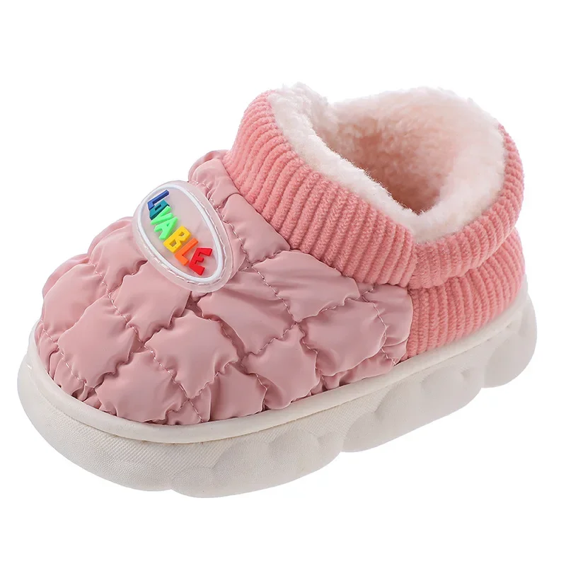 Zapatillas de algodón cálidas para interiores para mujer, pantuflas de felpa lindas, cómodas y simples, suela suave, Invierno