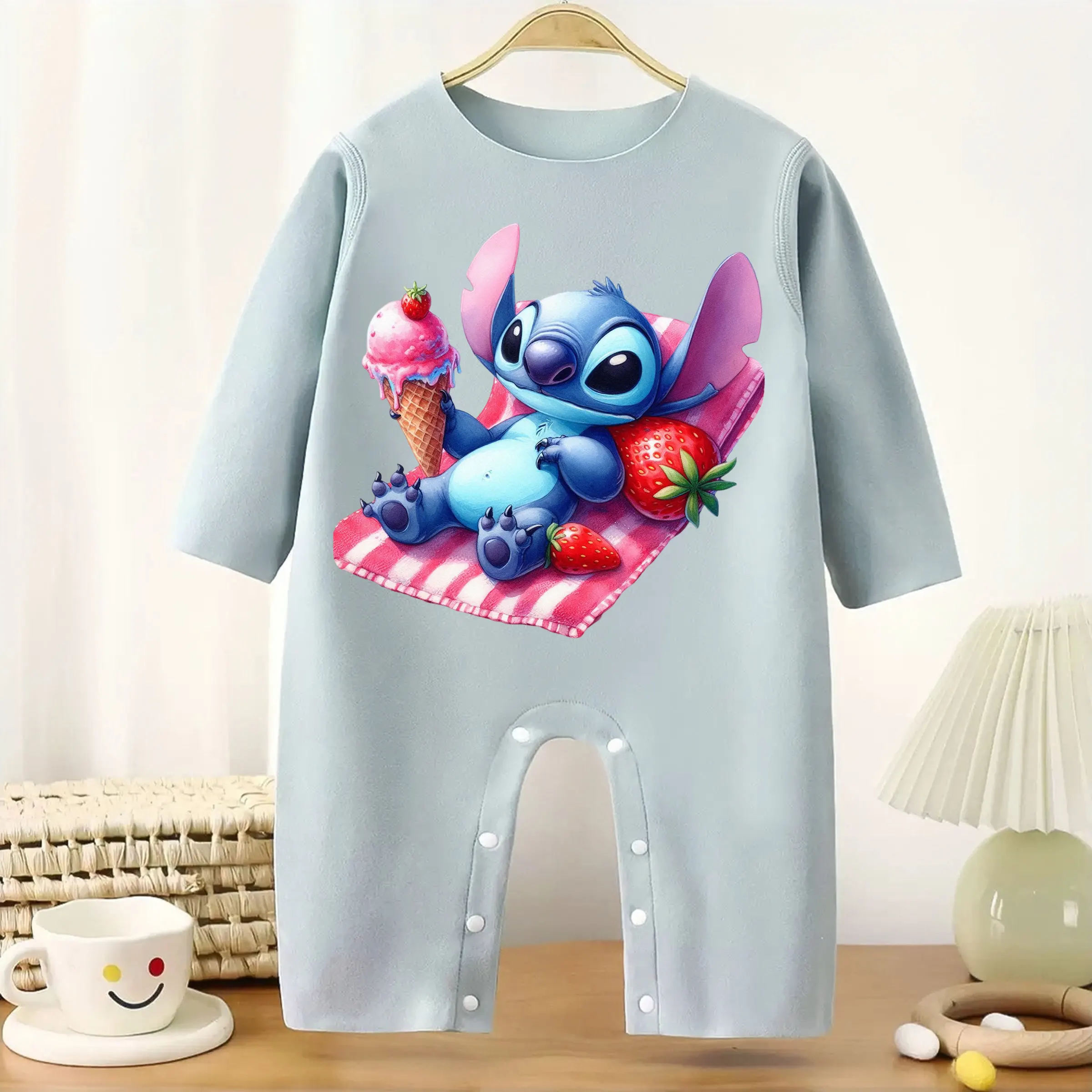 

Vacation Stitch Long Sleeves Baby Bodysuit Base Keep Warm Onesie for Height 60-90CM Baby Cloths Comfortable Jumpsuit