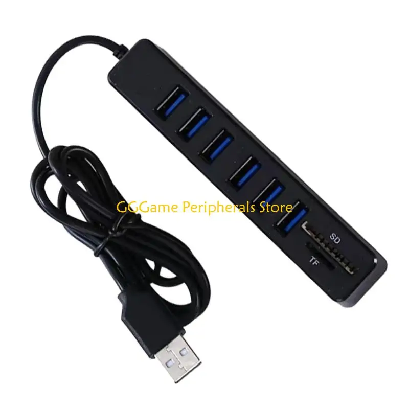 

U55B 6 Port USB 2.0 Hub with Integrated Cable Portable for Multiple Device Connection