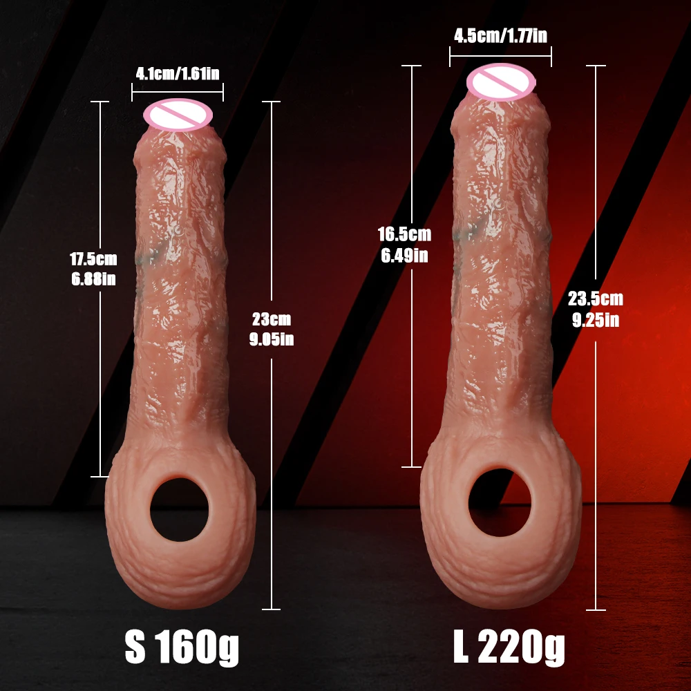 Cock Sleeve for Men Silicone Reusable Extender Delay Ejaculation Erotic Enhancer Adult Sexy Realistic Penis Enlargement Sex Toy