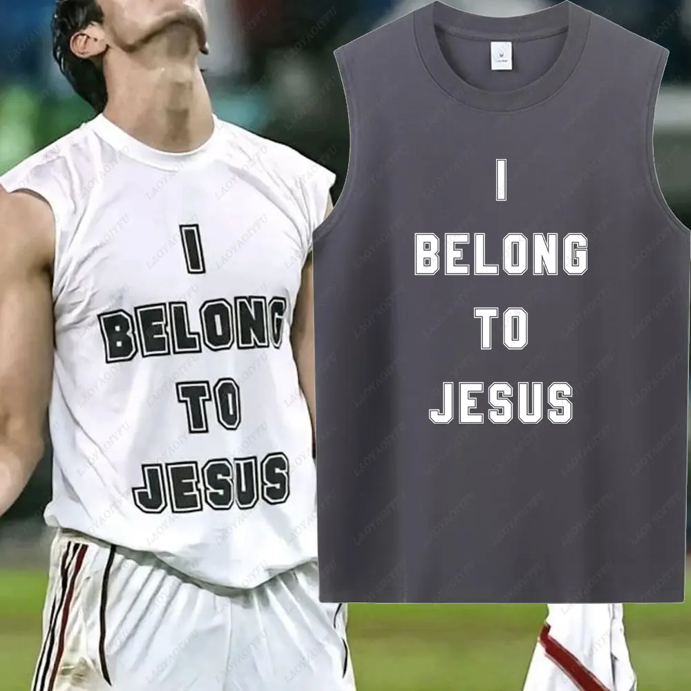 I Belong To Jesus Men Vest Cotton T-Shirt Summer Fashion Casual Sleeveless Vest Cultural Tshirt Men Clothing Tops - Image 4