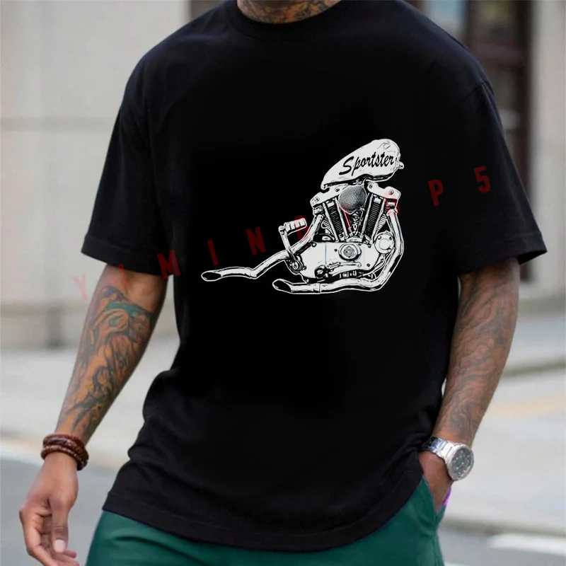 

Retro Motorcycle Panhead Davidson Design Cotton Men's Moto T-shirt Fashion Casual Summer Comfortable Short Sleeve Tops