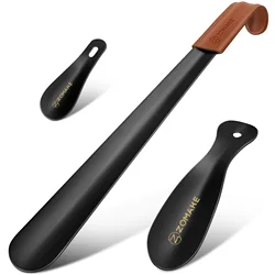 3PCS Metal Shoe Horns Long Handle Shoe Horn Shoe Helper Shoe Accessories Flexible Shoe Lifter Professional Shoe horns Spoon