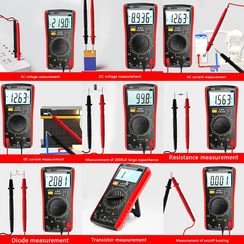DM9205A High Precision Digital Multimeter AC DC Transistor Tester NCV Test Meter Professional