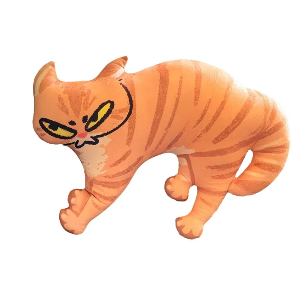 Creative Plush Cat Plush Pillow Soft Animal Shape Abstract Cat Stuffed Animal Simulation Cat Cushion Bedroom