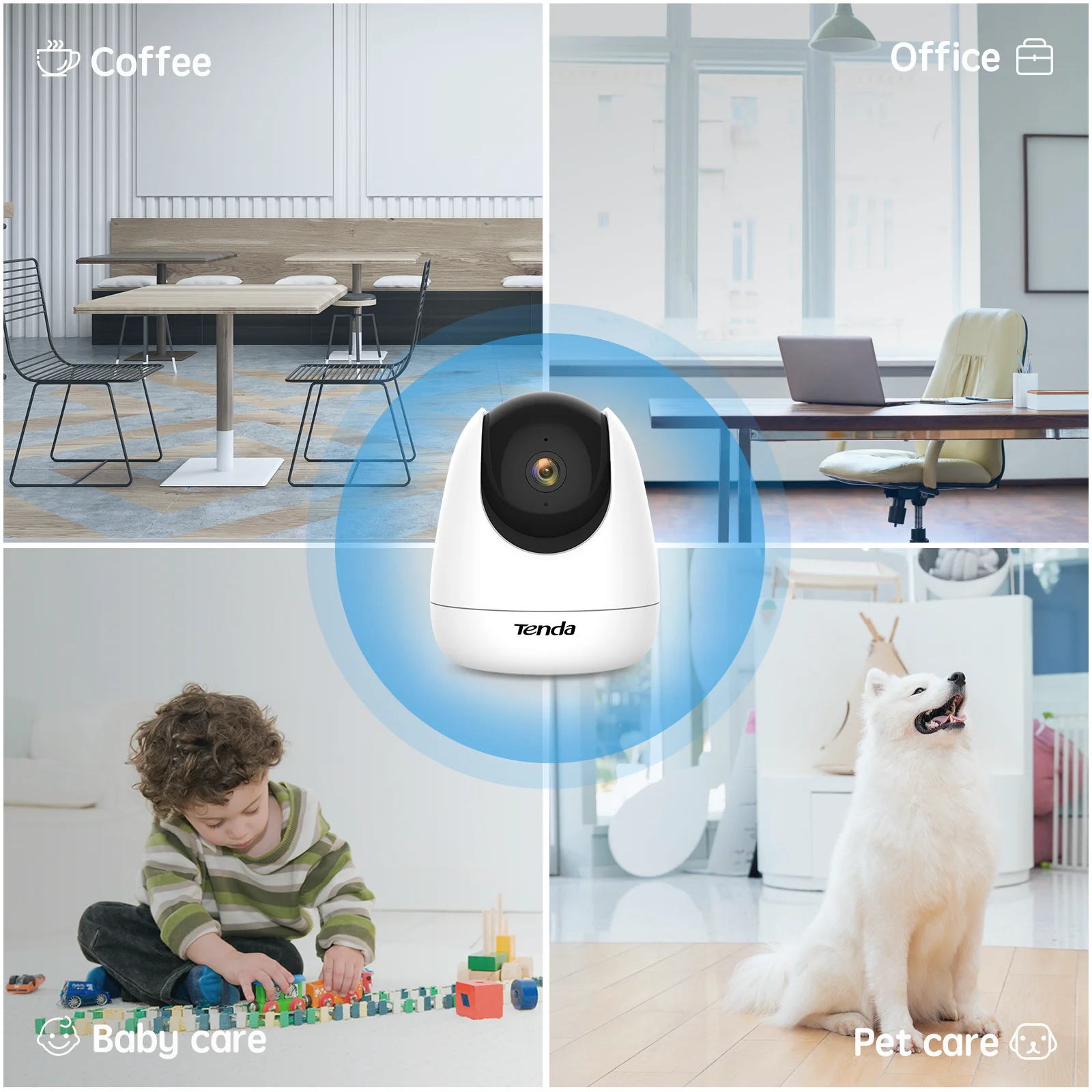 Tenda – caméra de Surveillance PTZ IP Wifi Full Hd 4MP (Cp7), dispositif de sécurité domestique pour enfants, babyphone vidéo intelligent